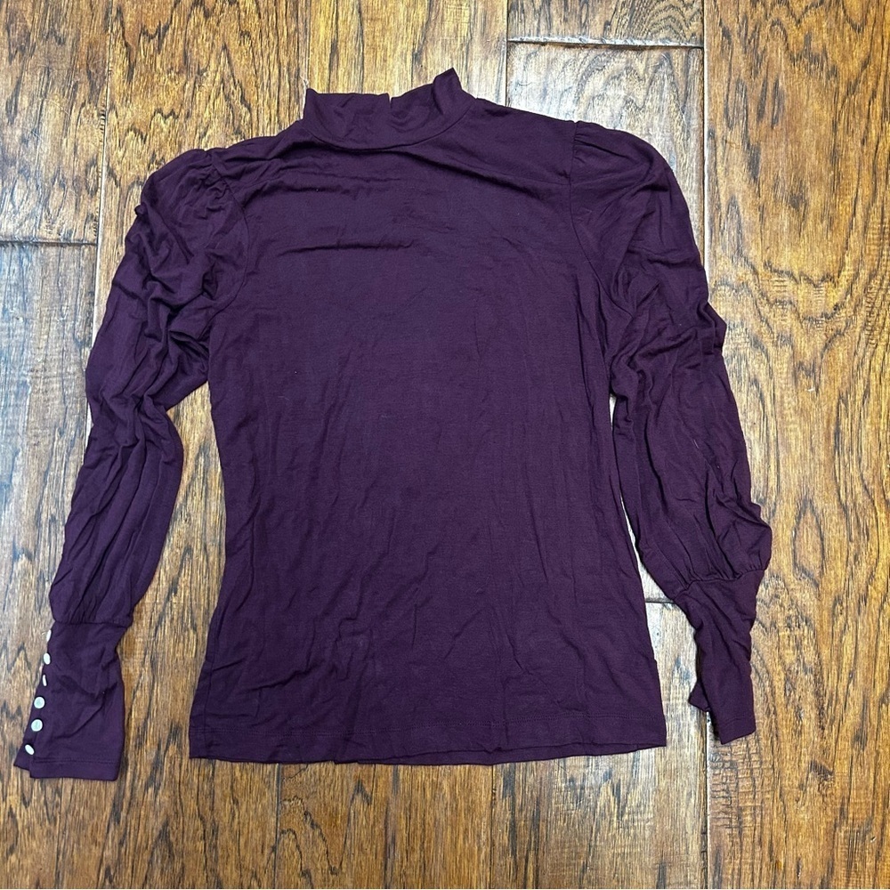 Banana Republic Factory Purple Ruched Long‎ Sleeve Blouse